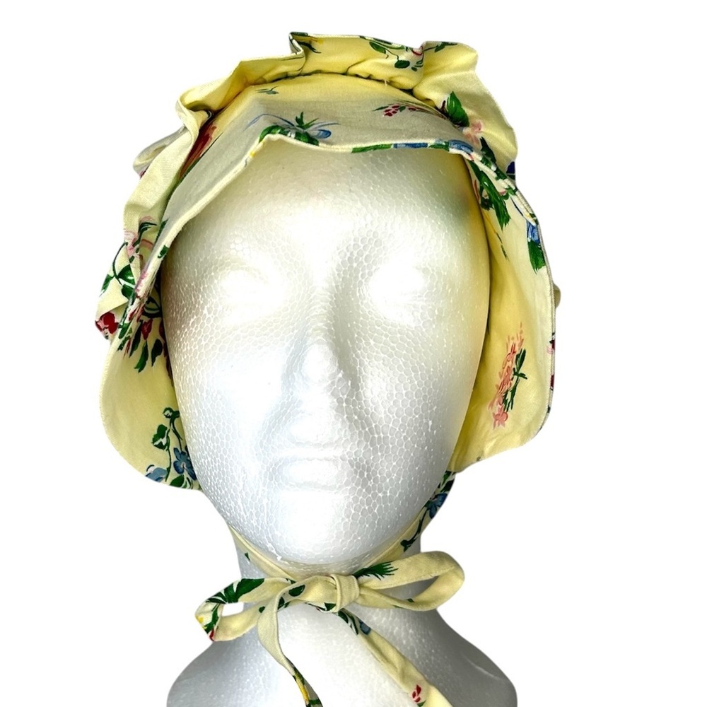 PLUM PUDDING Girls Size M Vintage Yellow Floral Flowers Spring Sun Hat Bonnet. - Picture 2 of 9